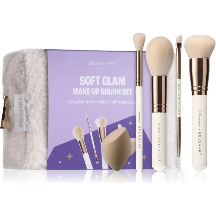 BrushArt Basic Soft Glam, Make-up Pinselset mit Täschchen für Damen, 7-teilig