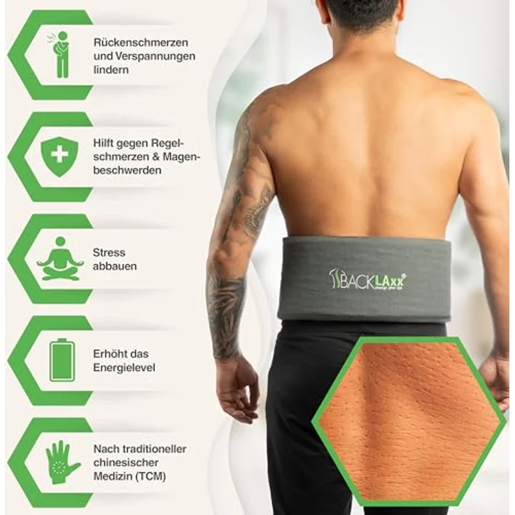 BACKLAxx® Akupressur Lendengurt, Massagegerät gegen Rückenschmerzen mit regulierbarer Intensität, Halbleinen und Kokosfaserfüllung – Bild 2