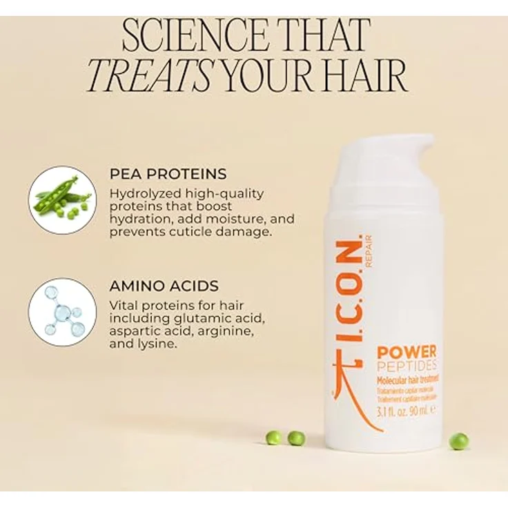 Icon Power Peptides Molecular Hair Treatment, Intensive Haarkur für geschädigtes Haar, 90 ml – Bild 3
