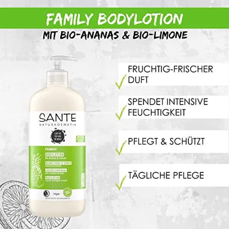 Sante Family Bio-Ananas & Limone Bodylotion 500 ml – Bild 3