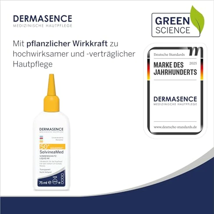 DERMASENCE SolvineaMed Sonnenschutz-Liquid AK LSF50plus, 75 ml - Wasserfest, ultraleicht, fettfreier Sonnenschutz für die Kopfhaut mit sehr hohem UV-Schutz - vegan und schweißresistent – Bild 5