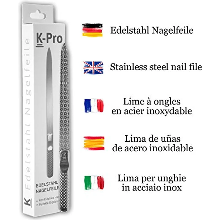 K-Pro Nagelfeile Edelstahl - Profi Maniküre Fingernägel Fußnägel Feile - 1 Stück – Bild 5
