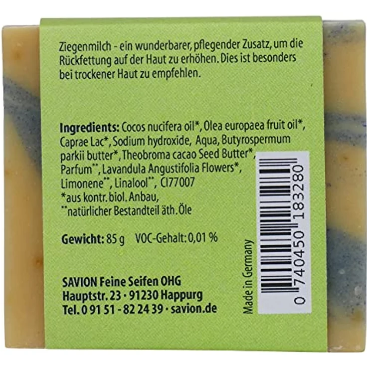 Savion Ziegenmilch Körperseife, Palmölfrei, Plastikfrei, Tierversuchsfrei, 80g – Bild 5