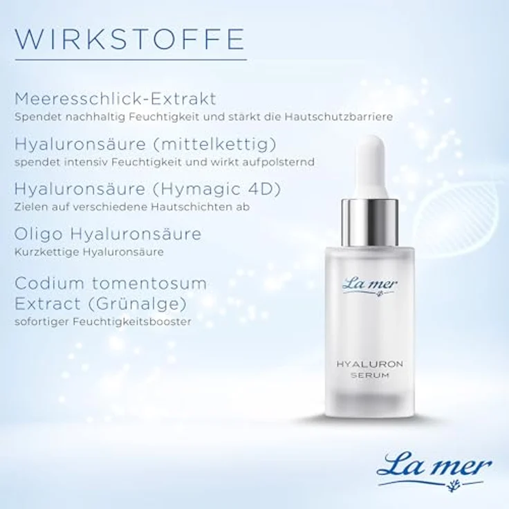La Mer Hyaluron-Serum | Aufpolsterndes Serum 30 ml | Reduziert die Faltentiefe mit Sofort-Effekt | Grünalgen-Extrakt & fünf verschiedene Hyaluronsäuren – Bild 3