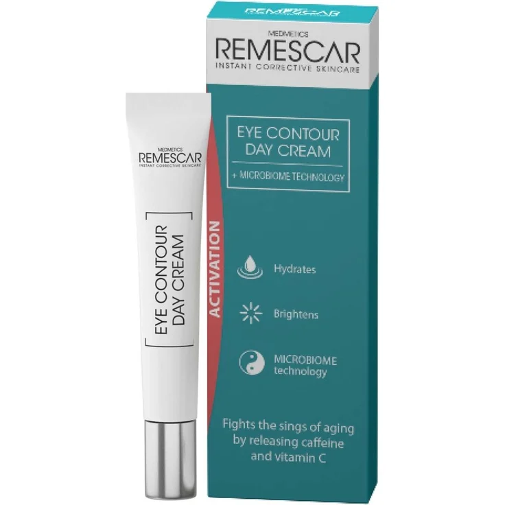 Remescar Augenpflege Augenkontur Tagescreme 15ml, leicht, feuchtigkeitsspendend, reduziert Schwellungen und dunkle Augenringe
