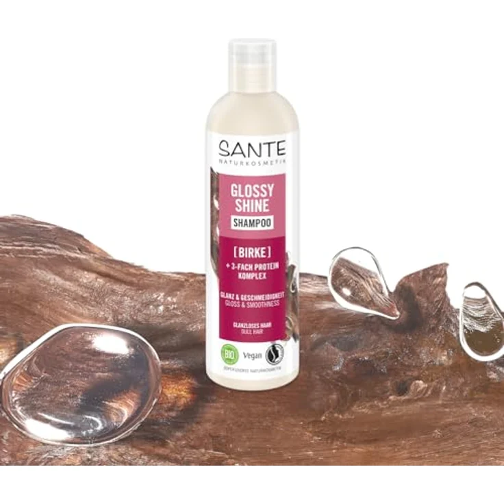 Sante Naturkosmetik Glossy Shine Shampoo, 250 ml - Bio-Birkenblattextrakt + 3-Fach Protein Komplex, natürlicher Kokosduft – Bild 3