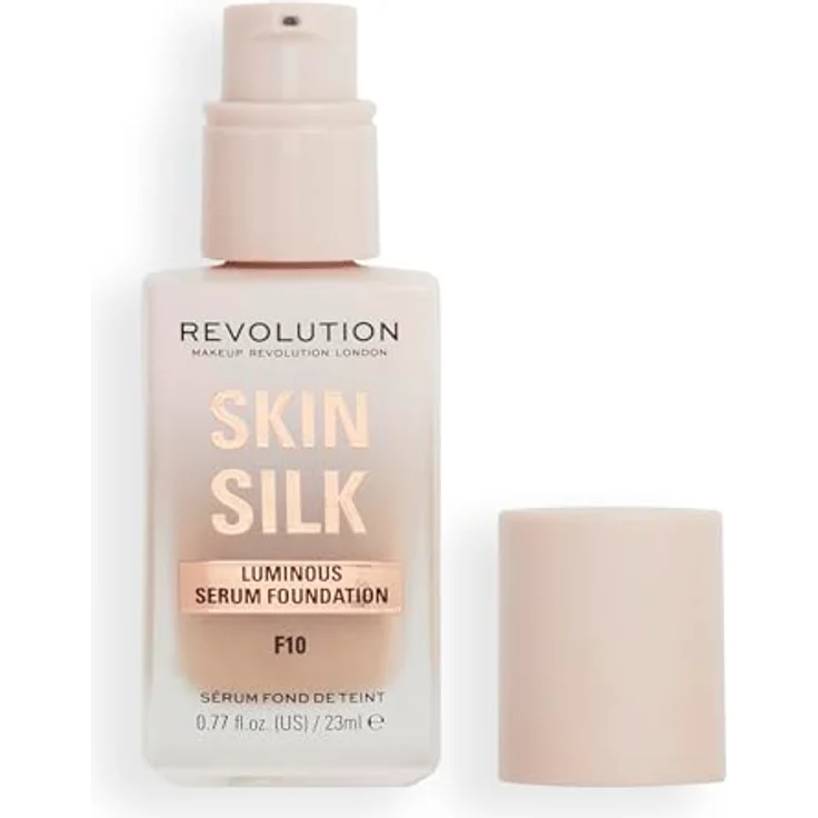 Revolution Beauty London Skin Silk Serum Foundation, Light to Medium Coverage, Contains Hyaluronic Acid, F10, 23ml, Golden Undertone – Bild 1