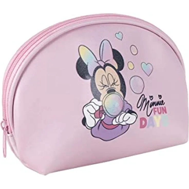 Disney Minnie Mouse Kulturbeutel, Damen Toilettentasche mit Haken, wasserabweisend und mehreren Fächern, ideal für Reisen und Alltag
