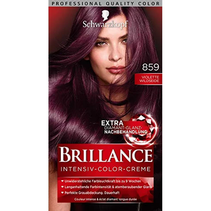 Schwarzkopf Brillance Intensiv Color Creme 859 Violette Wildseide Dauerhafte Haarfarbe 165 ml – Bild 2