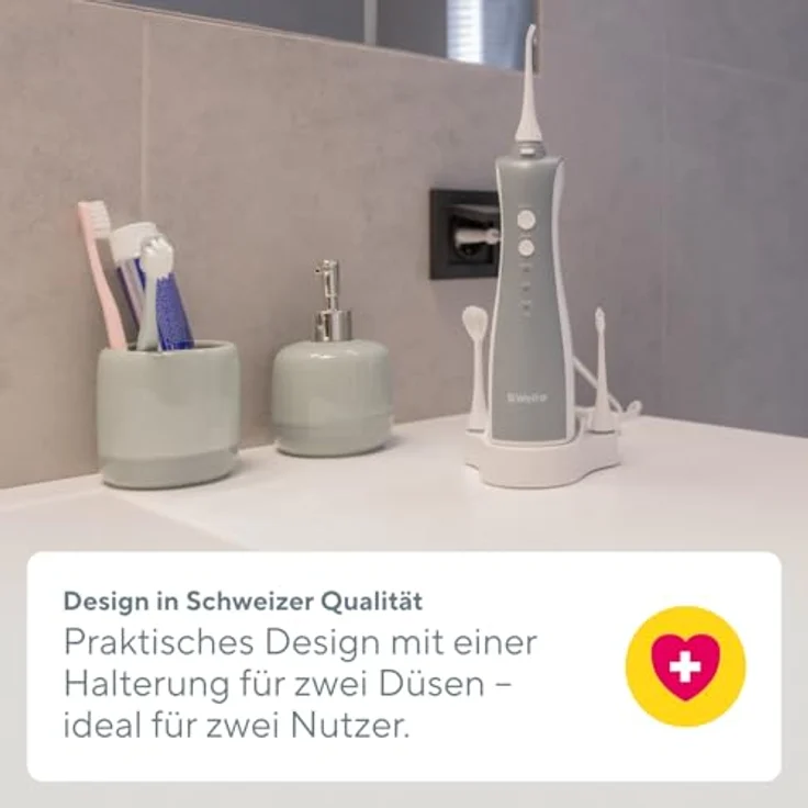 B.Well TH-912, Munddusche mit 3 Betriebsmodi, kabellos, 720 kPa, inklusive 5 Düsen und Wandhalterung – Bild 3