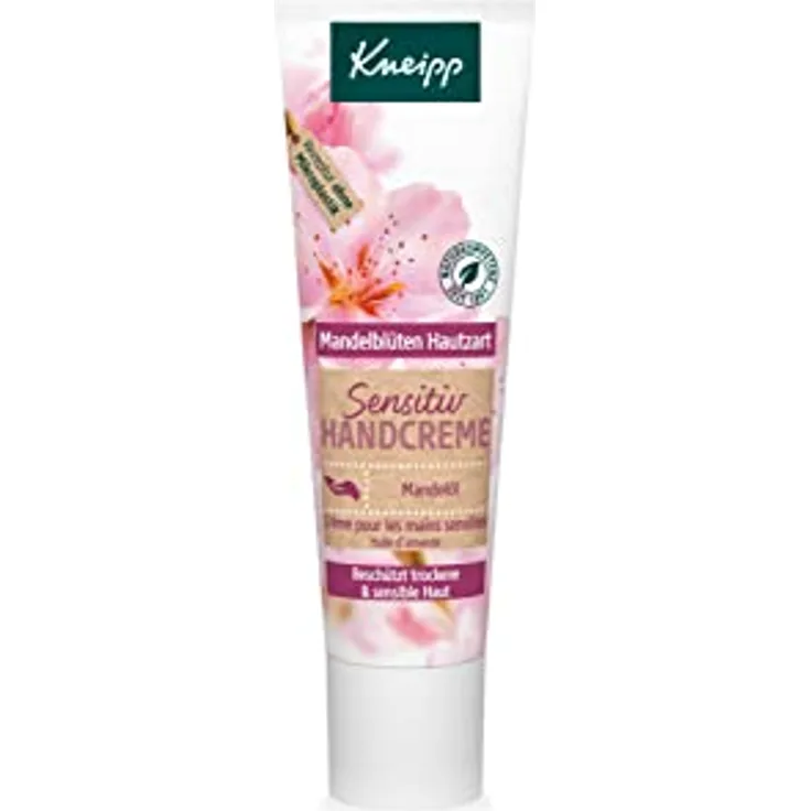 Kneipp Sensitiv Handcreme Mandelblüten Reisegröße - nährende Lotion mit reichhaltiger Sheabutter, Mandelöl & Vitamin E - natürlicher Pflegeöl-Komplex - für trockene & sensible Haut - 20ml