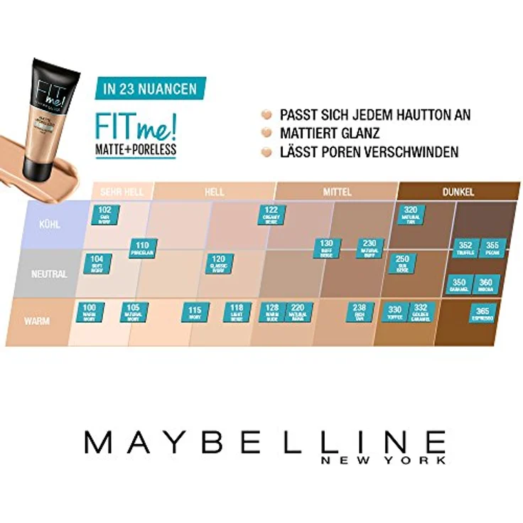 Maybelline Fit me! Matte&Poreless Make-up Nr. 130 Buff Beige, 30 ml – Bild 5