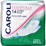 Caroli Essentials Damenbinden Ultra Plus, 14 Stück – extra saugstark, mit Flügeln, komfortabler Schutz für starke Tage