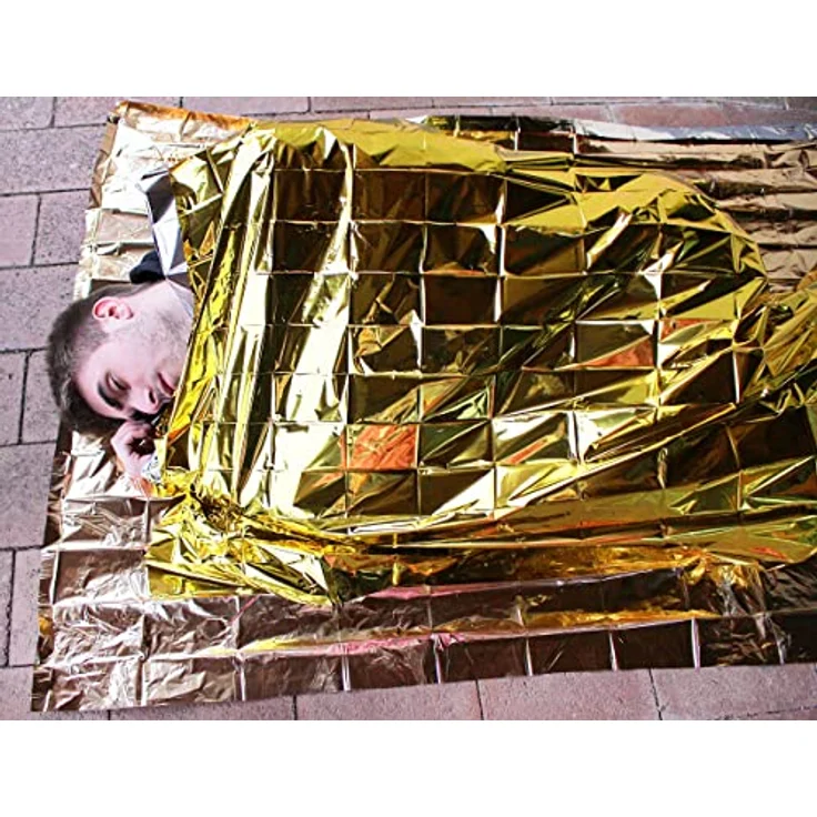 Medi-Inn Erste-Hilfe-Set Rettungsdecke, 160 x 210 cm, gold/silber, 10 Stück, ultradünn und widerstandsfähig für Kälteschutz und Hitzeschutz – Bild 6