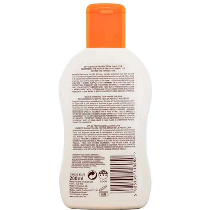 Malibu Protective Sun Lotion - Medium Protection SPF 30, 200ml, Paraben, sulphate, and dye free – Bild 2