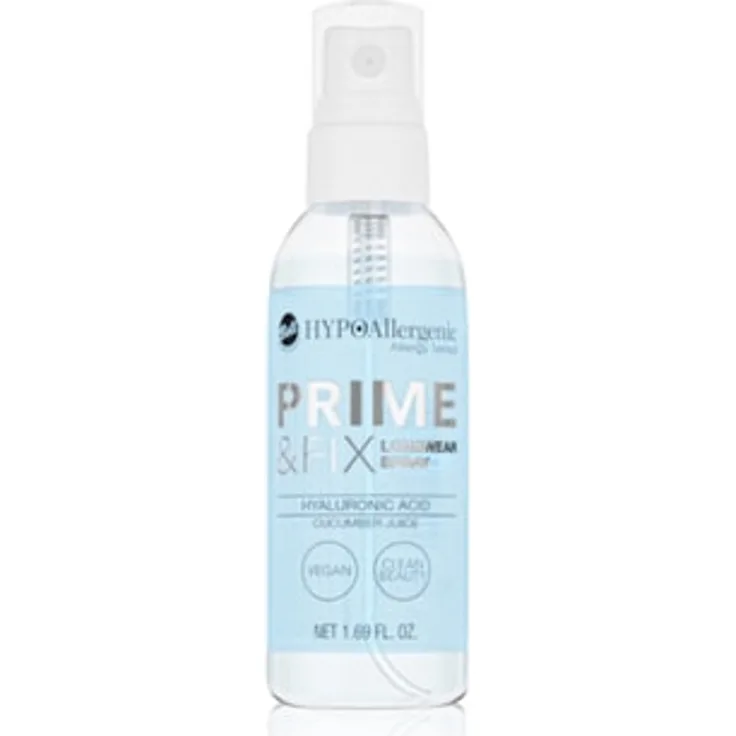 Bell HYPOAllergenic Prime & Fix Longwear Spray, feuchtigkeitsspendendes Fixing Spray mit Hyaluronsäure und Gurkensaft, vegan und hypoallergen