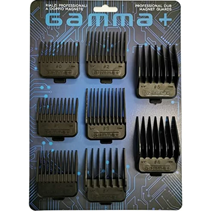 Gamma Piu Gamma+ Doppelmagnet-Aufsteckkämme, Set aus 8 professionellen Kammaufsätzen mit Doppelmagnet, für Haarschneider, in verschiedenen Längen – Bild 2