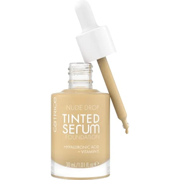 Catrice Nude Drop Tinted Serum Foundation, Nr. 020W, Nude, langanhaltend, mattierend, natürlich, für sensible Haut, vegan, ölfrei, ohne Parfüm, ohne Alkohol, 1er Pack (30ml) – Bild 1