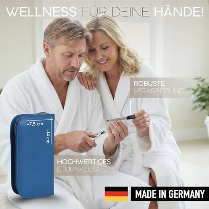 marQus Maniküre Set Solingen, 6-teiliges Nagelset mit Kunst-Leder Etui, glanzvernickeltem Stahl für Damen und Herren, ideal für Reisen – Bild 2