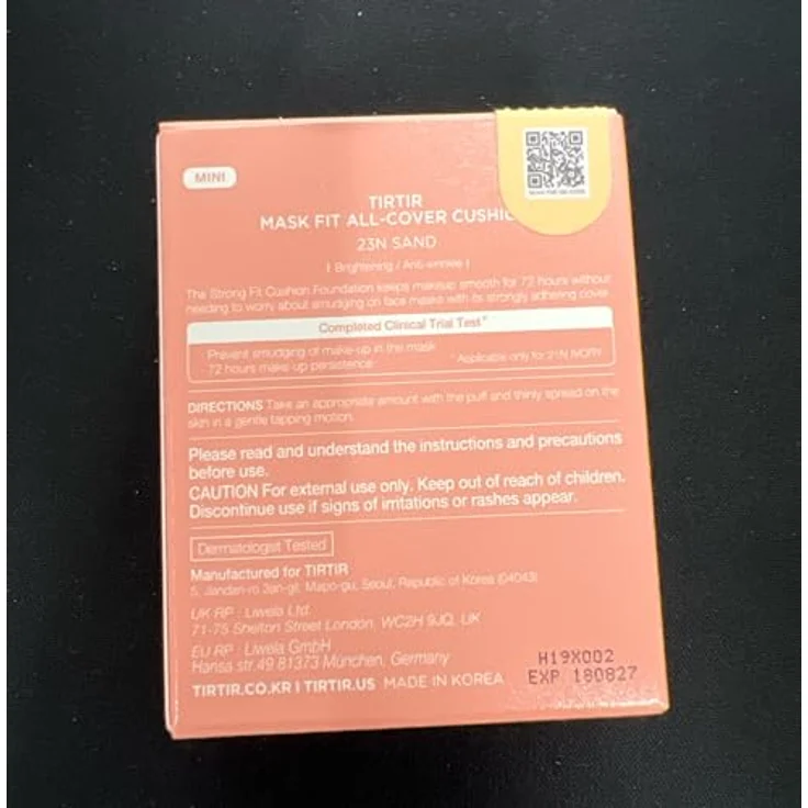 TIRTIR Mask Fit Aura Cushion Mini, mattierendes Make-up mit Hyaluronsäure, Farbton 23N Sand, 4.5 g – Bild 8
