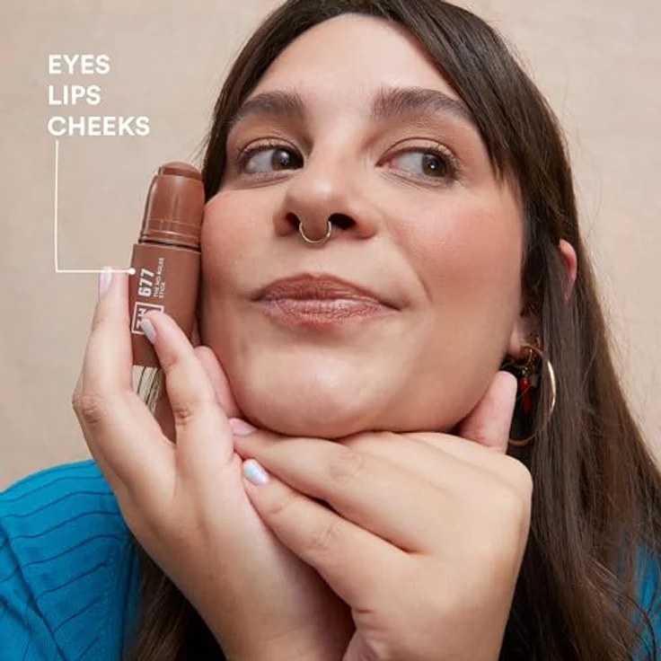 3INA The No-Rules Stick Highlighter 312 Blush, cremiger Farbton für Augen, Lippen und Wangen, Neutral Brown, 5 g – Bild 2