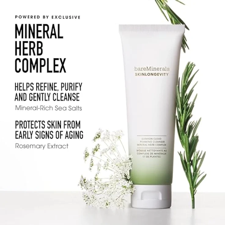 bareMinerals Cushion Cloud Foaming Cleanser, Reinigungsschaum für Damen, 120 ml mit feuchtigkeitsspendender Formel und strahlendem Teint – Bild 3