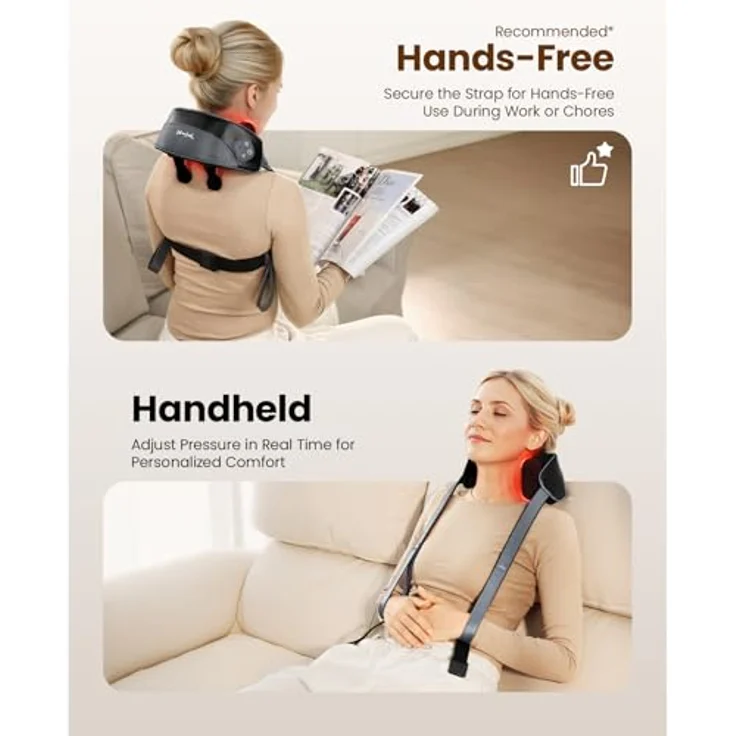 BOB AND BRAD iNeck Pro 4D Shiatsu Nackenmassagegerät mit Wärme, kabelloses Gerät, 2 Massage- & Temperatur-Stufen, tragbar, flüsterleise, für Nacken und Schultern – Bild 4