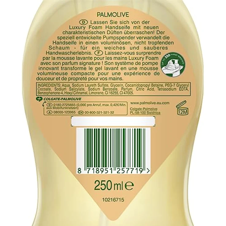 Palmolive Seife Luxury Foam Jasmine & Orangenblüte 6x250ml - Schaumseife für die sanfte Reinigung der Hände – Bild 3