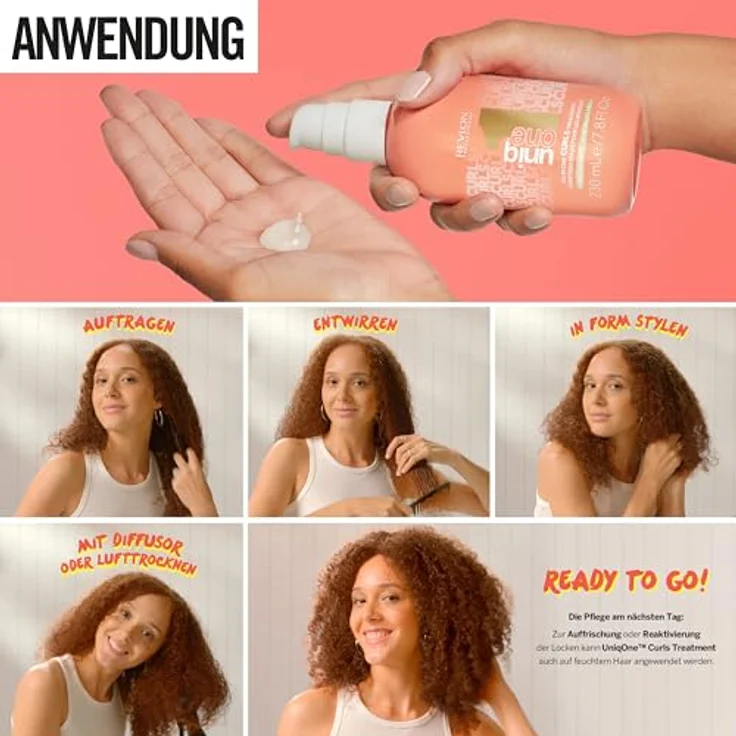REVLON PROFESSIONAL UniqOne Curls Treatment, 230 ml, Leave in Haarkur für lockiges, gewelltes und krauses Haar, mit Anti Frizz & Hitzeschutz, vegan – Bild 5