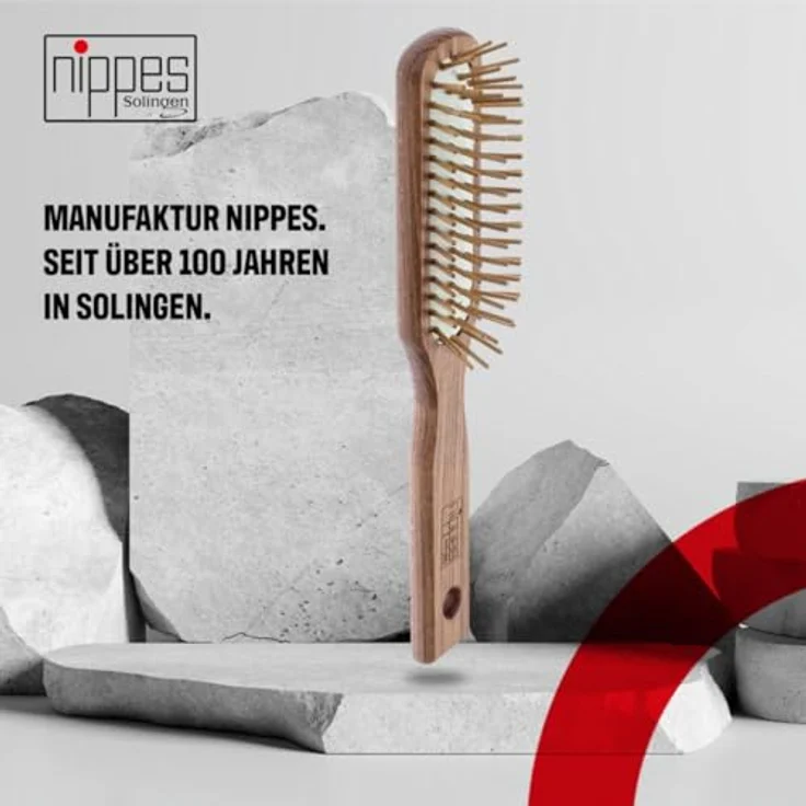 Nippes Pneumatik-Haarbürste, Länglich Schmal, Holzstifte, 5-Reihig – Bild 6