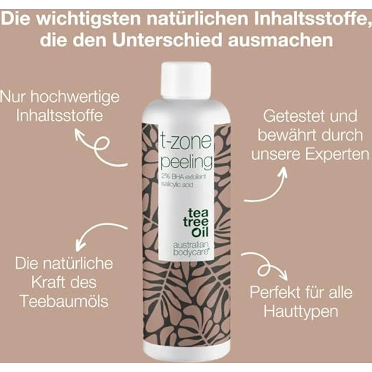 Australian Bodycare 2% BHA Liquid Peeling (150 ml) mit Teebaumöl – T Zone Gesicht Exfoliant mit Salicylsäure gegen Mitesser, Pickel & Unreine Haut - Poren Verkleinern – Mischhaut & Akne – Bild 3