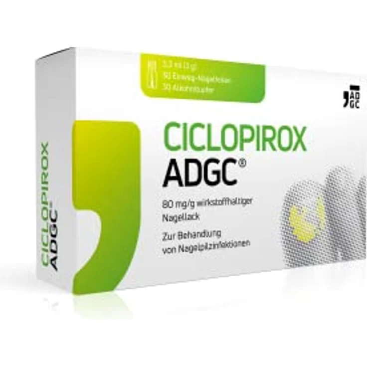 Ciclopirox ADGC 80 mg/g 3,3 ml zur Behandlung von Nagelpilzinfektionen, einfache Anwendung und wasserfest – Bild 1