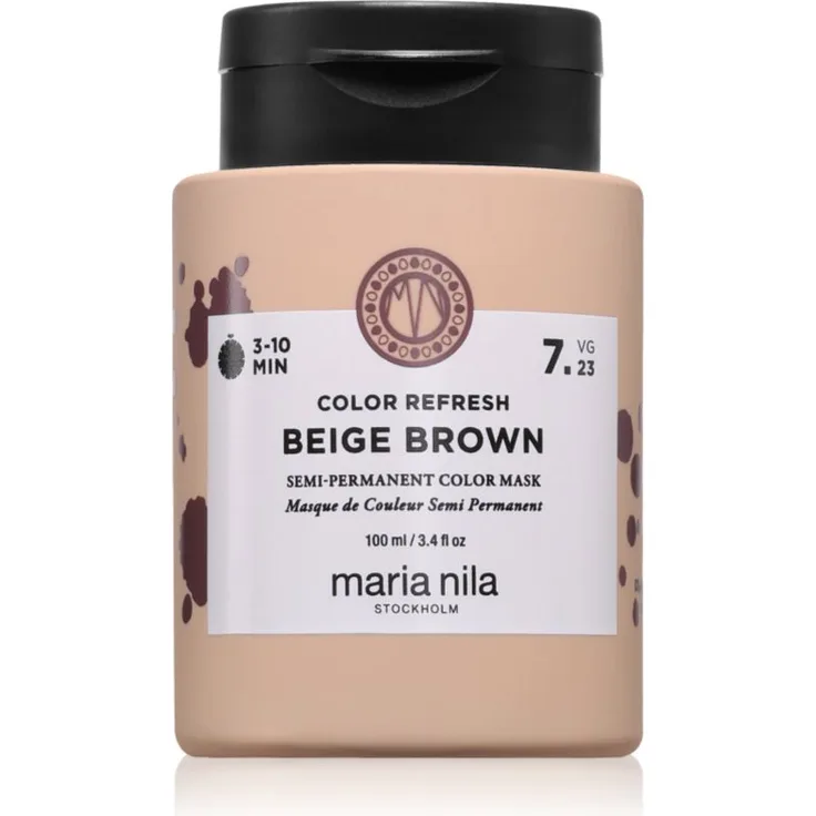 Maria Nila Colour Refresh, Sanfte nährende Maske ohne permanente Farbpigmente, Farbton Beige Brown 7.23, 100 ml