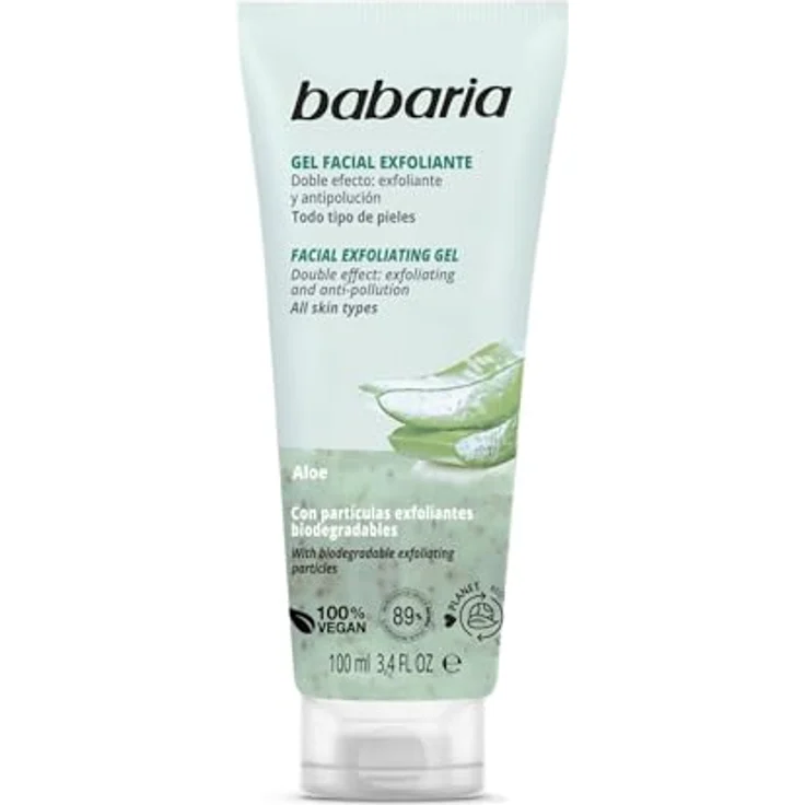 Babaria Aloe Gesichtspeeling-Gel, 100 ml, kühlend und langlebig – Bild 1