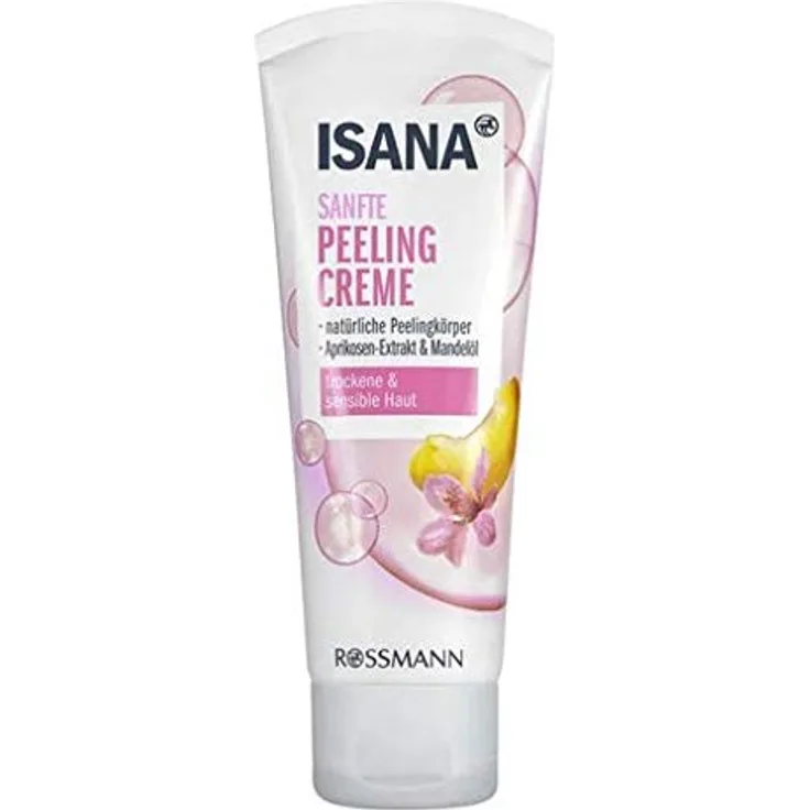 Isana Sanfte Peelingcreme - Für trockene & sensible Haut - Mit Aprikosen-Extrakt & Mandelöl - 75 ml
