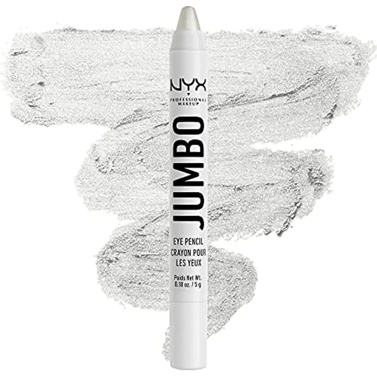NYX PROFESSIONAL MAKEUP Jumbo Eye Pencil, strahlender Eyeliner ohne Zerren oder Verblassen, Cottage Cheese 608, silber glitzernd, anspitzbar, 5 g