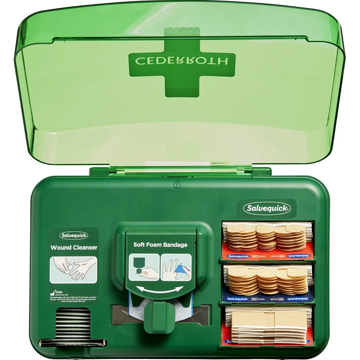 Cederroth Wound Care Dispenser, Pflasterspender für Erste Hilfe Set, platzsparend und einhändige Entnahme