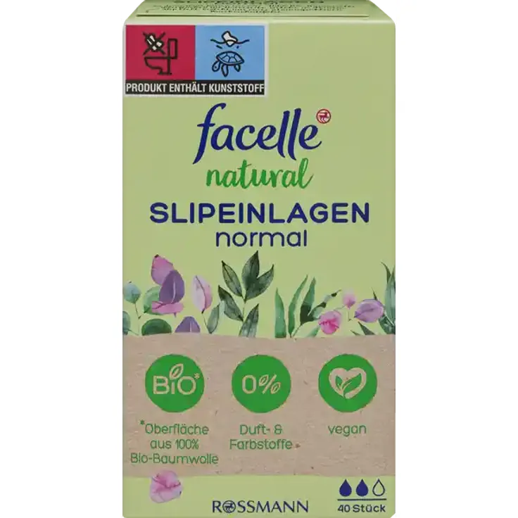 facelle Natural Slipeinlagen Normal – Atmungsaktive, hautfreundliche Einlagen, 40 Stück für täglichen Schutz