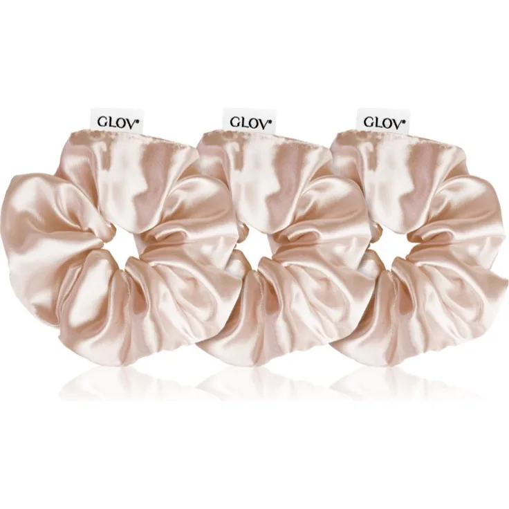 GLOV Satin Scrunchies, Haargummis S/M/L in Sparkling Wine, 3 Stück, sanftes Halten ohne Rückstände
