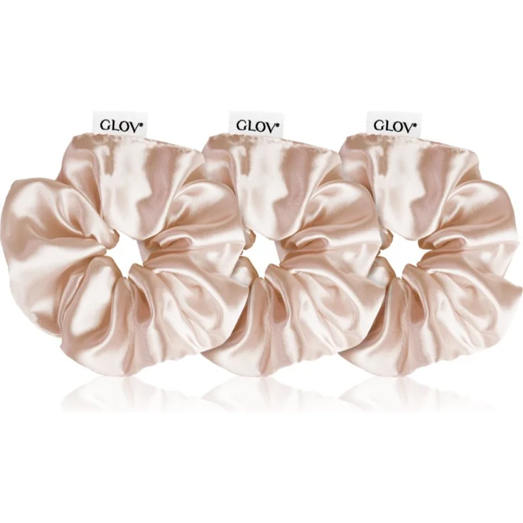 GLOV Satin Scrunchies, Haargummis S/M/L in Sparkling Wine, 3 Stück, sanftes Halten ohne Rückstände