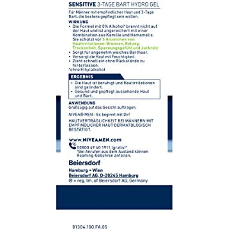 Nivea Männerpflege Gesichtspflege Nivea Men Sensitive 3-TAge Bart Hydro gel 50 ml Tagespflege für Damen und Herren – Bild 2