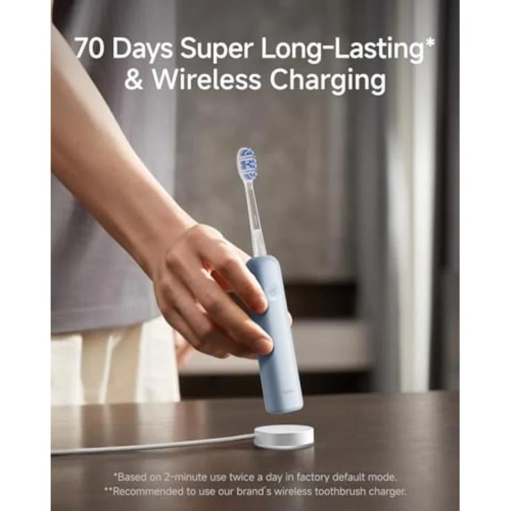 Laifen Wave Pro, Elektrische Schallzahnbürste für Erwachsene mit 60°-Oszillationen, intelligenter App, 70-Tage-Akku, 2 Bürstenköpfen, wasserdicht IPX8 (ABS Blau) – Bild 5