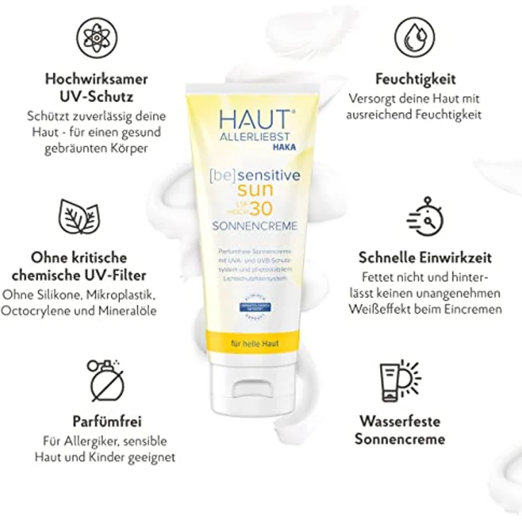 HAUTALLERLIEBST Sonnencreme LSF 30 Wasserfest, regeneriert, vegan, Parfümfrei, 100 ml – Bild 2