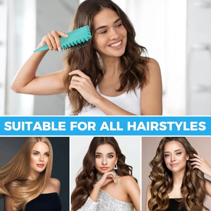 CNMTCCO Curl Hair Brush, Lockendefinierende Haarbürste mit Wildschweinborsten, ergonomischem Griff und entwirrendem Design, grün – Bild 3