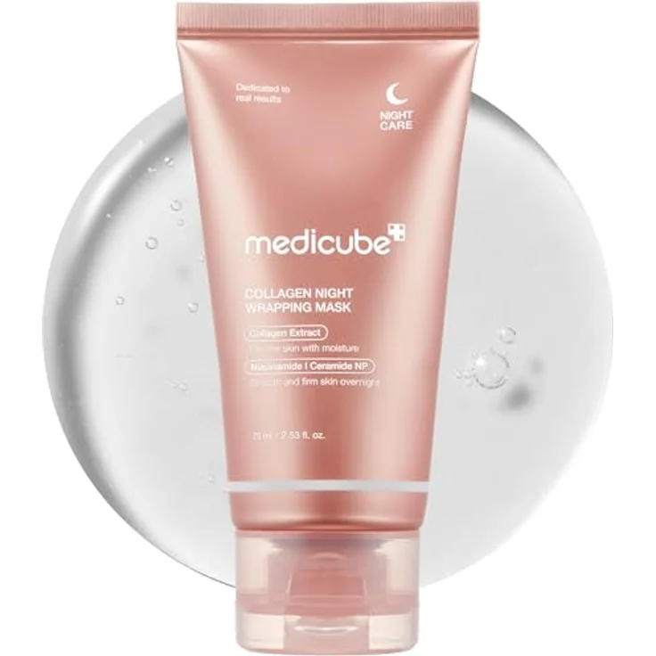 Medicube Collagen Night Wrapping Cream, Gesichtsmaske für Elastizität und Hydratation, über Nacht Pflege mit Kollagen-Wrapping-Film, 75 ml – Bild 1