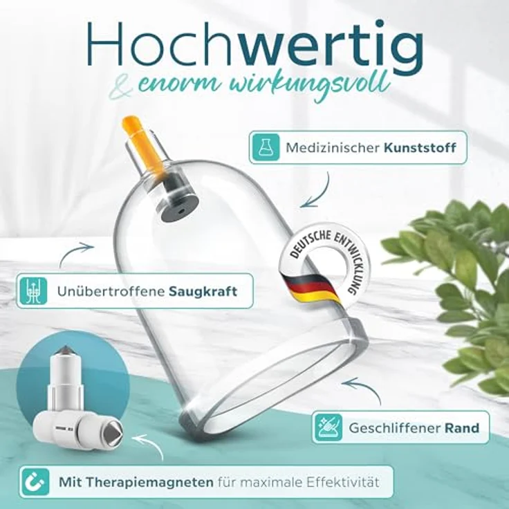 KURGLAS Massagegerät Schröpfgläser aus Kunststoff [14 Teilig], 14 Stück 14-tlg., Schröpfglas mit Vakuumpumpe & Faszienschaber, Schröpfset mit e-Book - Gegen Verspannungen & Cellulite, KURGLAS Massagegerät in 14-teiliger Ausführung – Bild 3