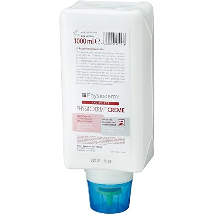 Physioderm Hautpflegecreme physioderm 1000 ml Faltflasche - Regenerierende W/O-Emulsion, intensiv rückfettend, für extrem belastete, trockene Haut - Bodylotions – Bild 1