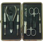 Excellent Solingen Maniküre-Pediküre-Set 7-teilig mit Metallgehäuse, Komedonenheber, Nagelzange und mehr
