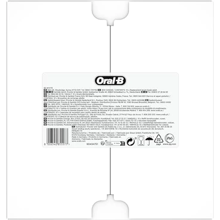 Oral-B Pro 3D White, Zahnbürstenköpfe für elektrische Zahnbürsten, 10 Stück im Briefkastenformat, optimale Reinigungseffizienz mit Polierbehälter – Bild 1