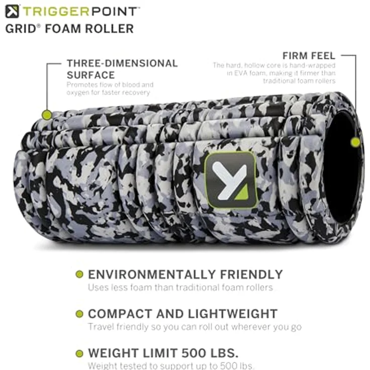 Trigger Point THE GRID 1.0, Massagegerät mit Distrodensity-Zonen für Muskelreparatur, 13 Zoll, GREY CAMO – Bild 4